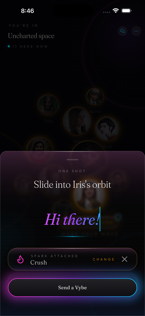 Composing a Vybe to send to someone nearby